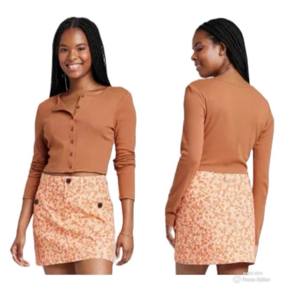 Wild Fable XXL Cognac Brown Cotton Long Sleeve Button Front Cardigan Top NWT